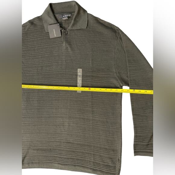 Men’s Dark Grey Long Sleeve Polo Large Classic shirt Dark Academia - Picture 4 of 7